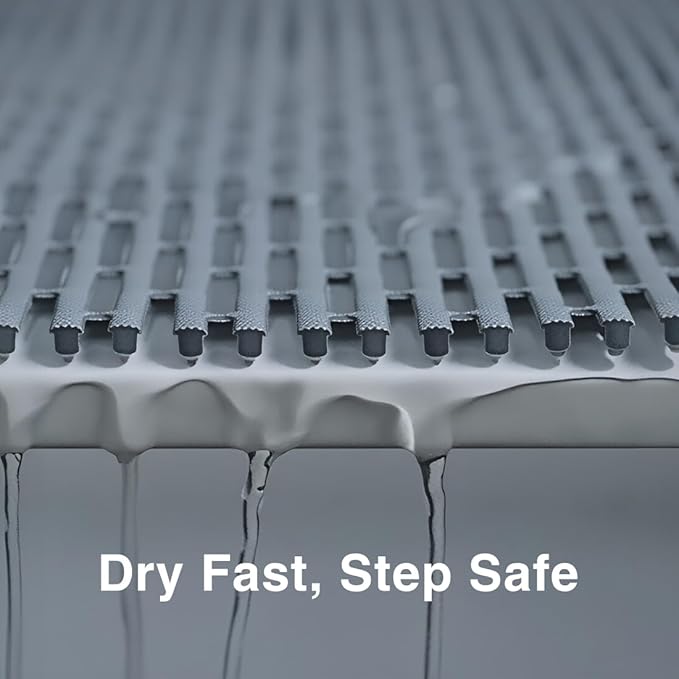 Extra Large Non-Slip Shower Mat,59 x 35.5 Inch Bathtub Mat,Non Slip Bathroom Mat for Elderly, Easy to Dry, Fast-Dry Drainage Hole, Easy to Prune