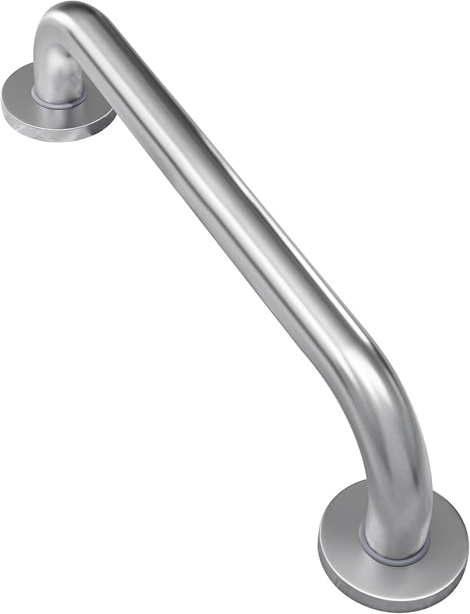 AmazerBath Shower Grab Bars for Seniors Anti Slip, Bath Safety Grab Bar for Needy, Stainless Steel Bathroom Safety Grab Bars, Thickened Bar Bigger Base Holds 500LBS, 16" L x 1.25" D, Brushed Nickel