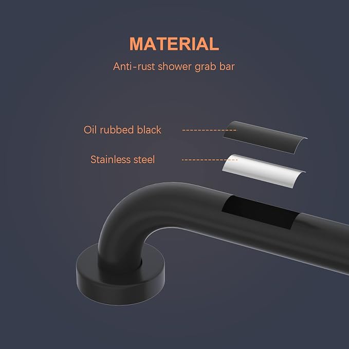 2 Pack 32 Inch Matte Black Shower Grab Bar, iMomwee Stainless Steel Bathroom Grab Bar, Bath Shower Balance Bar, Safety Hand Rail Support, Handicap Elderly Senior Assist Bath Handle (1.25" Diameter)