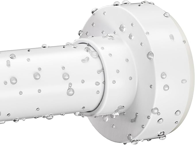 White Shower Curtain Rod 34-96 Inches(2.8-8ft) Adjustable Shower Rod No Drilling Non-slip Never Rust Shower Tension Rod for Bathroom Bedroom Windows Outdoor Garden