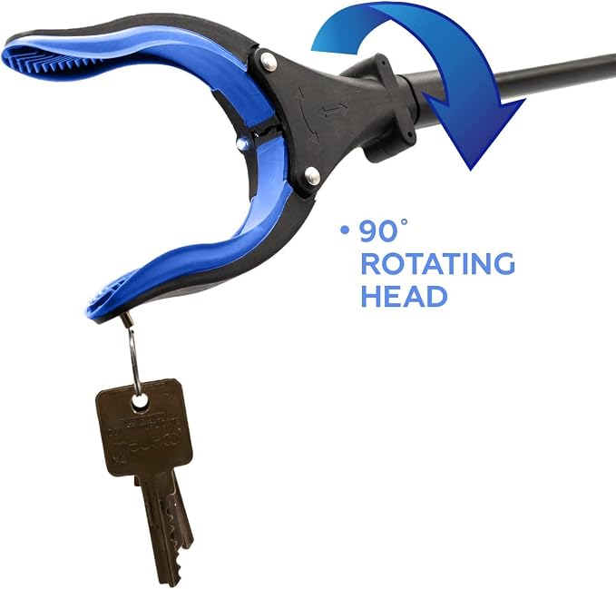 Grabber Reacher Tool 19" Aluminum Magnetic Claw with LED Light, Reacher Grabber Pickup Tool, Foldable Gripper Grabbers for Elderly Grab it Reaching Tool, Trash Grabbers Pickers, Blue, By Luxet 2-Pack