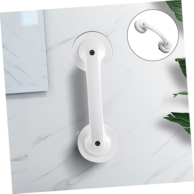 jojofuny 8.07 Inch Portable Suction Shower Grab Bar with Locking Suction Cups for Bathroom Safety and Support Handles for Seniors on Smooth Tiles and Glass