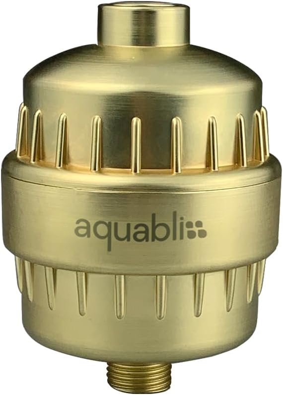 AquaBliss High Output Revitalizing Shower Filter - Reduces Dry Itchy Skin, Dandruff, Eczema, and Dramatically Improves The Condition of Your Skin, Hair and Nails - Matte Gold (SF100-GD)