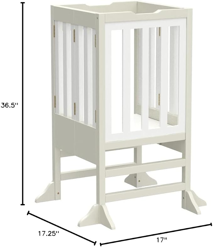 Milliard Wooden Kids Kitchen Step Stool Helper, Foldable – for Kids and Toddlers (Grey)