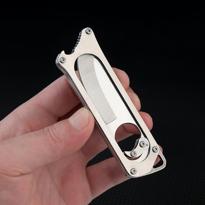 Mutipurpose Stainless Steel Utility Knife, Easy Slide Retractable Blade, EDC Box Cutter Push pull Cutter Knife for Everyday Carry (Style1)