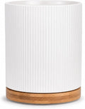 QUELIEN Utensil Holder, 360° Rotating Ceramic Kitchen Utensil Holder for Countertop, 7.7" Utensil Crock for Kitchen Counter with Rotatable Wooden Base,Ideal Housewarming Gift & Mothers Day Gift