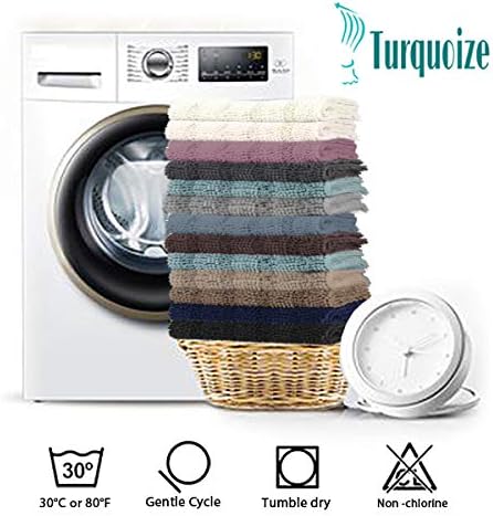 Turquoize Bath Rug - Large Size Plush Shaggy Chenille Bathroom Rug 47 x 17 Non-Slip Extra Soft & Absorbent Thick Shaggy Floor Mats, Washable, Aqua Haze