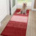 Smiry Dog Door Mat for Muddy Paws, Absorbs Moisture and Dirt, Low-Profile Entryway Mat with Non-Slip Backing, Entry Indoor Outdoor Doormat for Inside Floor (48x30 Inches, Burgundy, Striped)