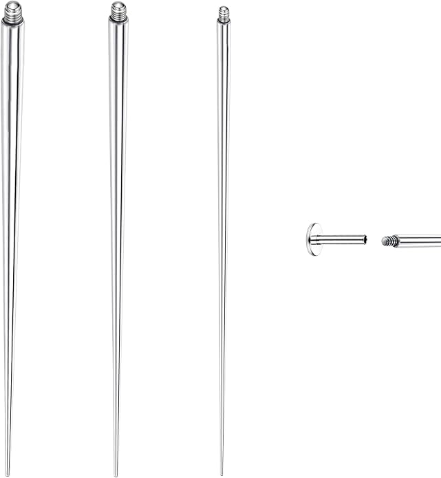 GEMQUEEN Piercing Taper Ball Grabber Tool for Changing Jewelry - 14G 16G 18G 20G Stainless Steel Flat Back Earrings Applicator Tool Threadless Insertion Pin Thread Body Piercing Kit for Ear Nose Lip