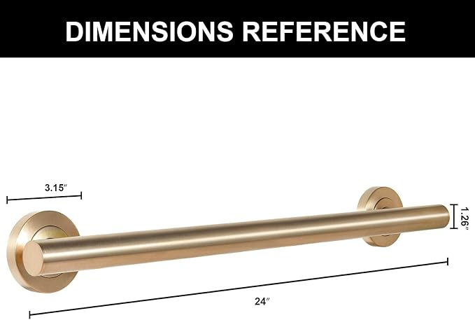 Lava Odoro Shower Grab Bar, Modern Stainless Steel Handicap Grab Bar for Bathtubs and Showers, Shower Safety Bar for Seniors Disabled, ADA-Compliant (Champagne Gold, 24 Inch)