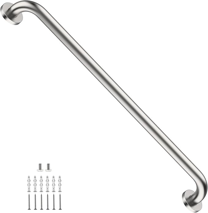 32 Inch Shower Grab Bar, ZUEXT SUS304 Stainless Steel Brushed Nickel Bathroom Grab Bar Handle, Shower Balance Bar, Safety Hand Rail Support, Handicap Elderly Senior Assist Bath Handle (1.25" Diameter)