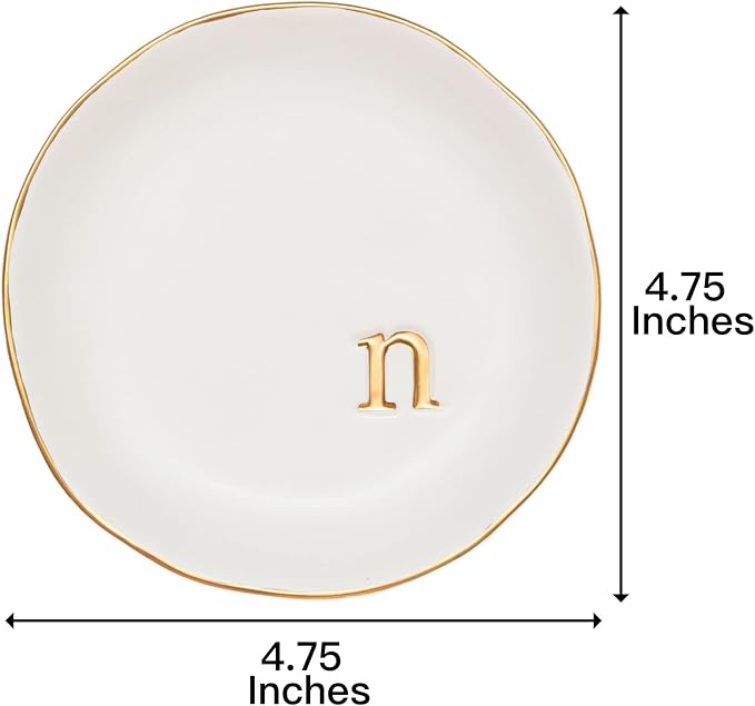 COLLECTIVE HOME - Ceramic Jewelry Tray, Decorative Trinket Dish for Rings Earrings Necklaces Bracelet Watch Keys, Birthday Mother's Day Christmas Gift for Women, 4.75", White Surface (N)