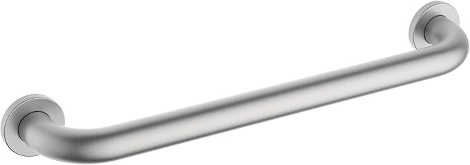 KIBI 18 Inch Stainless Steel Bathroom Safety Grab Bar | Curved Shaped Grab Bar for Bathtubs and Showers, Shower Safety Grab Bars for Seniors, Wall Mounted Anti-Slip Support (Brushed Nickel, KGB1018)