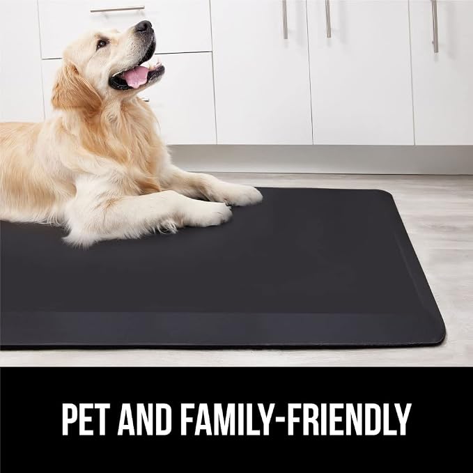 GORILLA GRIP Comfortable Cushioned Kitchen Mats for Floor, Waterproof Stain Resistant Top, 3/4 Inch Thick Ergonomic Standing Desk Anti Fatigue Mat, Supports Ankles and Feet, 17x24, Black (Pack of 2)