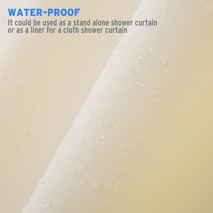AmazerBath Plastic Shower Curtain Liner, 72 x 78 Inches PEVA Beige Shower Curtain with Heavy Duty Clear Stones and Grommet Holes, Waterproof Thick Bathroom Plastic Shower Curtains