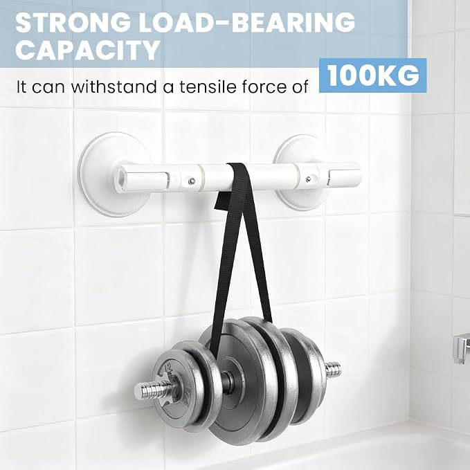 Suction Cup Grab Bar for Shower, 240 LB Capacity, No Drill Safety Handle for Bathroom, 13.78 Inch, White