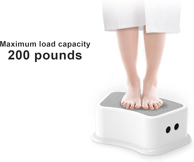 Step Stool for Kids (2 Pack) – Toddler Potty Training Stool with Non-Slip Grip, Lightweight Step Up Stool for Bathroom, Kitchen, Bedroom, Toy Room & Living Room (Gray White)