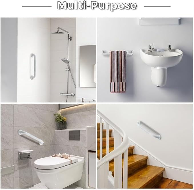 Grab Bars for Shower, 1 Pack 32-Inch Anti Slip Shower Handles for Elderly, Safety Shower Grab Bar, Stainless Steel Handicap Grab Bars for Bathroom (White 1" Diameter)