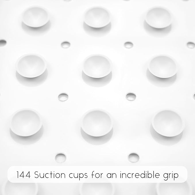 Bathtub Mat Non Slip, Grey Square Bath tub Mat Shower Floor Mat with Suction Cups for Adults Kids Elderly 21 X 21 Inch
