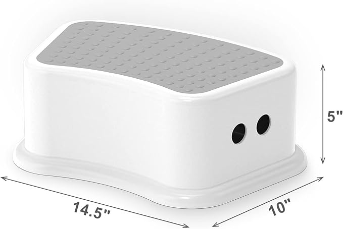 Step Stool for Kids (2 Pack) – Toddler Potty Training Stool with Non-Slip Grip, Lightweight Step Up Stool for Bathroom, Kitchen, Bedroom, Toy Room & Living Room (Gray White)