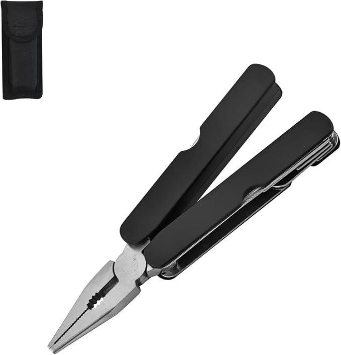 Multifunctional Folding Pliers, Practical and Portable, Screwdriver, Can Opener, Scale, File, Multi-Tool Combination (Black)