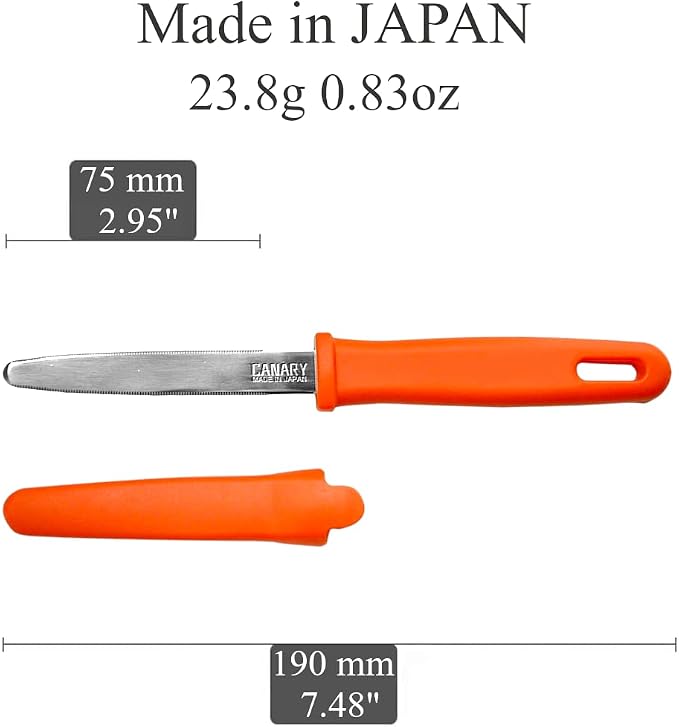 CANARY Cardboard Cutter with Blade Cover - 7.5" Box Cutter Utility Knife for Breaking Down Boxes & Opening Packages - Made in Japan, Orange
