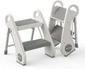 UNCLE WU Foldable Step Stool for Toddlers (10.6" High) - Portable Mini 2-Step Steel Frame Stool for Bathroom Sink, Potty Training & Kitchen - Anti-Slip, Space Saving Travel Size, Supports 200lbs