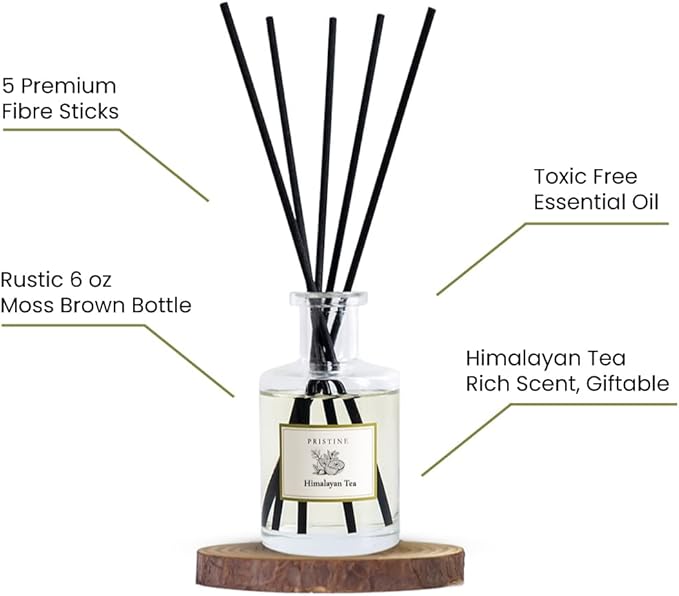 PRISTINE Himalayan Tea/Inspired by Westin Hotel Reed Diffuser for Home | Fresh Bergamot/White Tea Room Fragrance Reed Diffusers, Oil & Room Diffusers with Reed | Home Fragrance Scent Diffuser