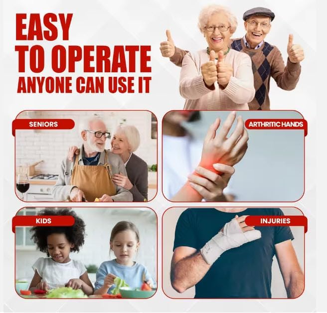 Electric Can Opener, One-Touch Automatic Smooth Edge Can Opener for All Can Sizes, Battery Operated Hands-Free Kitchen Gadget for Seniors with Arthritis (Red)