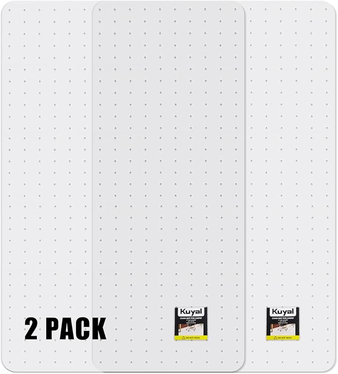 Kuyal Office Chair Mat for Carpet, Set of 2, 32x48 Clear Heavy Duty Computer Chair Mat, Under Desk Protector Carpeted Floors Mat, Easy Chair Movement,Ship Flat