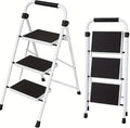 Simple Deluxe 3 Step Ladder, Step Stool Foldable, 800lbs Portable Ladder with Wide Anti-Slip Pedal, Step Stool for Adults, Lightweight Step Ladder for Home Kitchen and Outdoor, Black&White