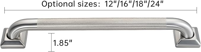 joyrain 500lb Capacity Stainless Steel Grab Bar - Heavy Duty Bathroom Safety Rail for Elderly, Anti-Slip Shower Handle, ADA Compliant (Knurling, 16 inch)