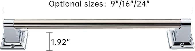 Joyrain Stainless Steel Bathroom Grab Bar for Elderly - Safety Rail & Towel Rack Dual Function, 9/16/24 Inch Anti-Slip Handle for Shower/Toilet/Tub (Chrome, 24 inch)