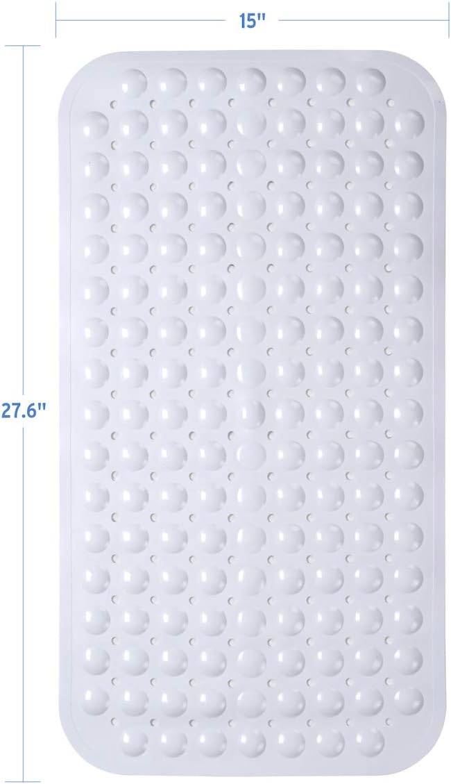 AmazerBath Bath Tub Mat, Medium Size 27.6 x 15 Inches Non-Slip Shower Mats with Suction Cups and Drain Holes, Bathtub Mats Bathroom Mats Machine Washable (White)