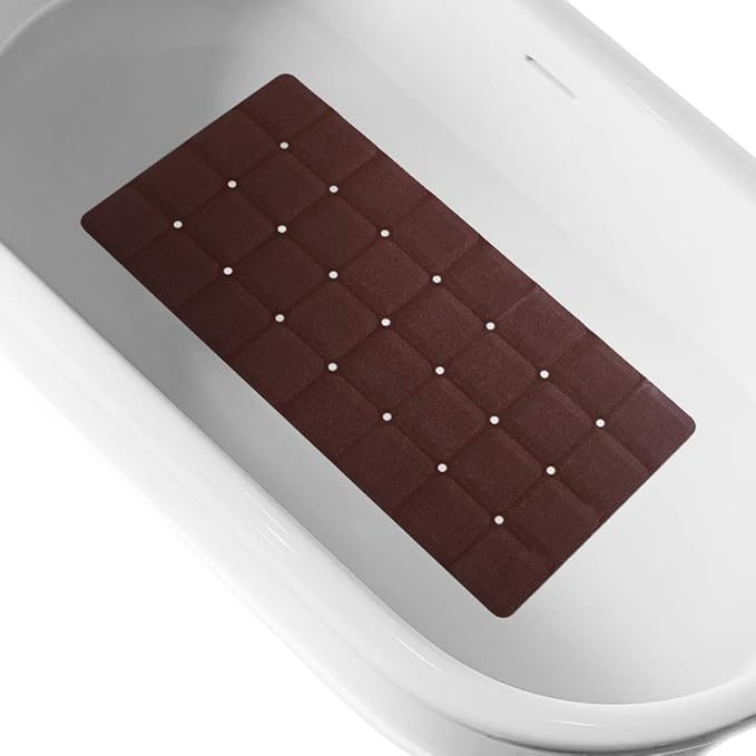 Webos Foldable Non Slip Silicon Bath Mat Bathtub mat no Suction Cups for Textured Tub and Reglazed Tub (Chocolate, 28-inch x 14-inch)