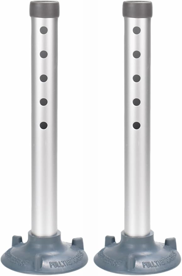 Foot Tubes with Suction Cup Tips, Replacement Parts for Toilet Safety Rails and Shower Chair Benches, Universal 5 Height Adjustable Aluminum Tube Accessories (Pack of 2)