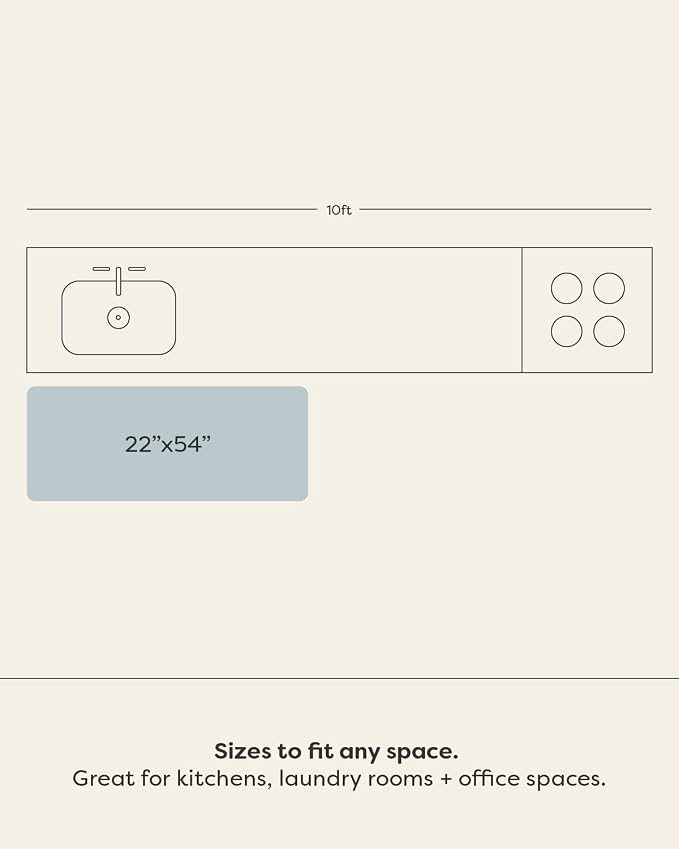 House of Noa Nama Standing Mat – Anti-Fatigue Kitchen Mats for Floor, Cushioned & Non-Slip Kitchen Comfort Mat for Standing, Thick Foam Anti-Fatigue Mat for Kitchen & Workspaces, Aspen Dove 22" x 54"