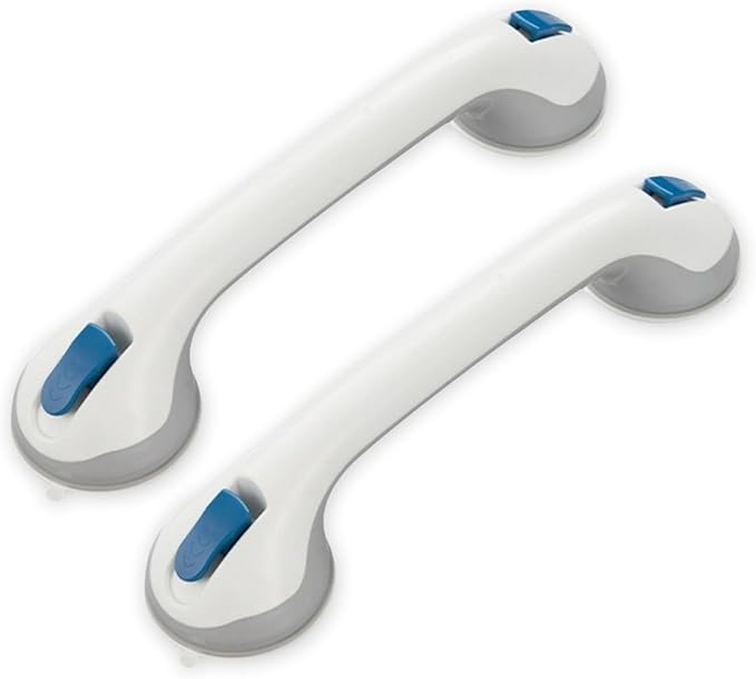 Grab Bars for Bathtubs and Showers, Suction Cup Shower Handle, Removable No Drill Bathroom Safety Assist Grip, Tool Free Install for Seniors and Adults, Shower, Tub, Toilet, RV, 2 Pack