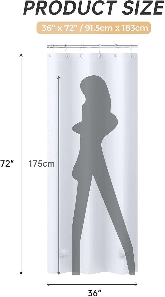 AmazerBath Stall Shower Curtain 36x72, White Shower Curtain Plastic, Small Shower Curtain Liner Heavy Duty Thick PEVA, Walk in Shower Liner with 2 Weighted Stones and 6 Grommet Holes