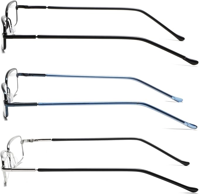 Viseng Slim Mini Metal Reading Glasses Compact Lightweight Portable Readers with Glasses Case for Reading Case +1.5 Black/Blue/silvery