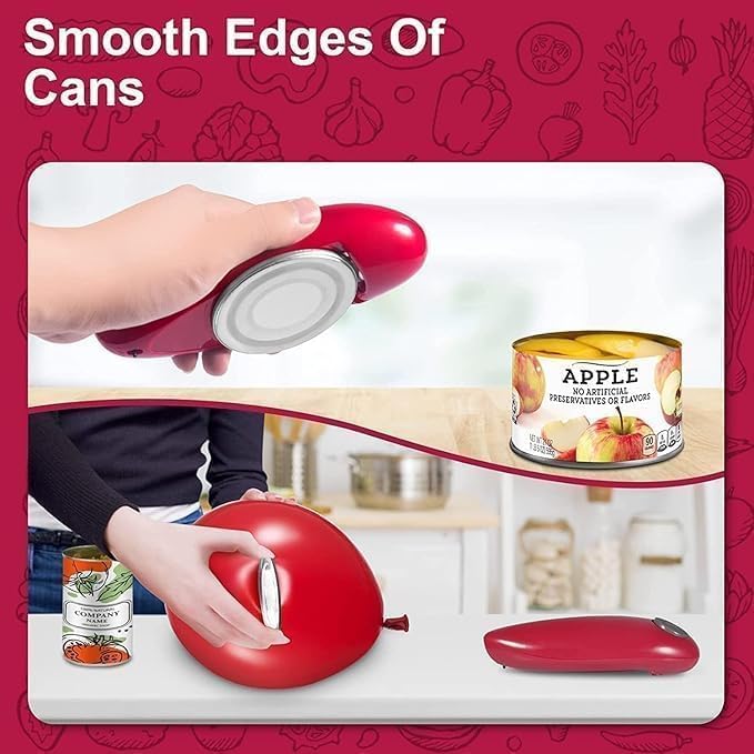 Electric Can Opener - One Touch Battery Operated Automatic Can Opener with Smooth Edges, Hands-Free Design, Perfect for Any Size Can, Ideal Kitchen Gadget for Seniors and Arthritis Sufferers