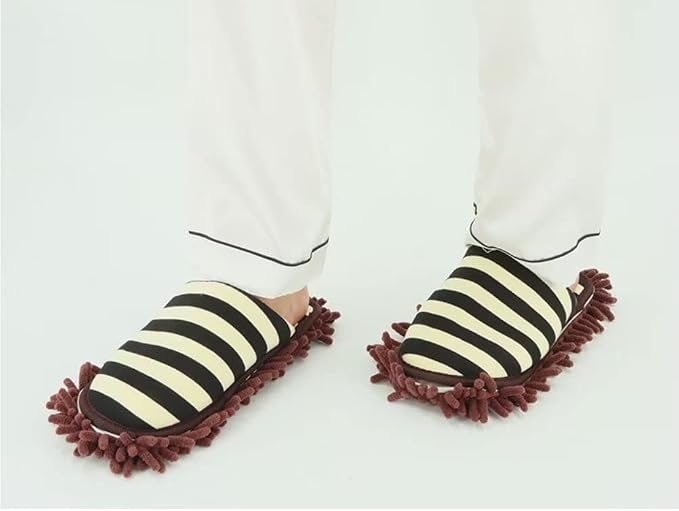 Cleaning Slippers Microfiber Slipper Detachable Mopping Shoes House Floor Cleaning Mop Chenille Sole, One Size (Brown)