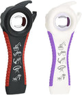 2 pcs 5 in 1 Multi-function Bottle Opener for Easily Opens Bottle Caps,Canning Lids,Can Tabs and Twist Caps (Black & White)