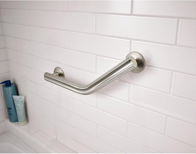 Delta 5700 Series (1-Pack) 16' Shower Grab Bar Seniors ADA Compliant Satin Nickel 450 lb Capacity Bathroom Safety Angled Handle for Shower, Bathtub | Wall Mounted Balance Assist, Grip DAS5316-SN