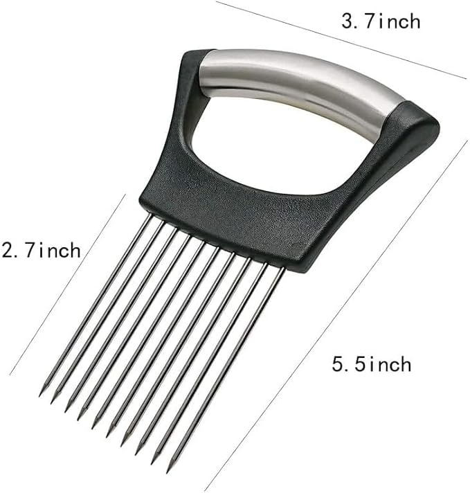 Onion Slice Holder, 2026 New Stainless Steel Onion Slice Holder Lemon Slicer Vegetable Cutter, Multifunctional Chopper Assistant Kitchen Slicer Tool for Fruit, Meat, Tomato, Onion Slicing ﻿ (2pcs)