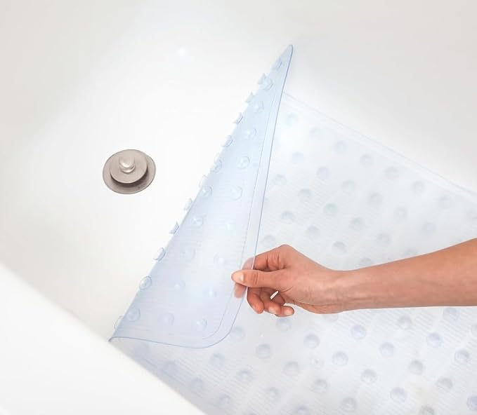 Duck Brand Clorox Vinyl Bath Mat for Tubs, Non Slip Bathtub Mat with Suction Cups for use in Non Textured Bathtubs and Shower Stalls, 17 Inches x 36 Inches, Clear