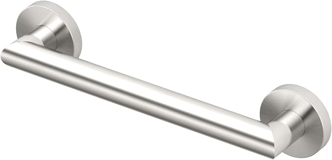Gatco 970 Glam Shower Grab Bar, 12 Inch, ADA Compliant Stainless Steel, Satin Nickel, Wall Mounted Bathroom Handrail