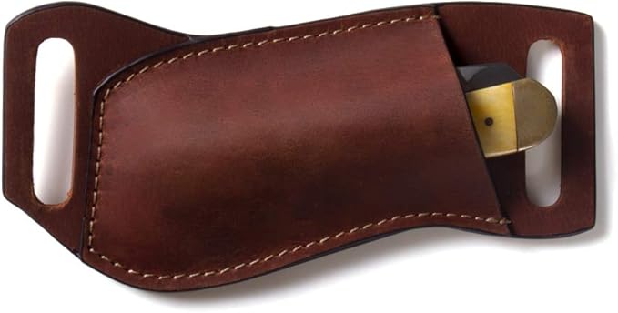 Gentlestache Leather Pocket Knife Sheaths for Belt, Folding Knife Sheath, EDC Belt Knife Sheath for Folding Knife, Compact Draw Knife Holster Brown