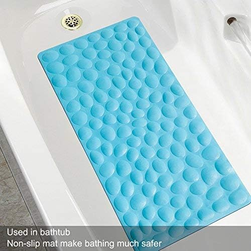 Non-Slip Bathtub Mat OTHWAY Soft Rubber Bathroom Bathmat with Strong Suction Cups (Blue)