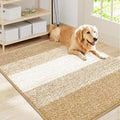 Smiry Dog Door Mat for Muddy Paws, Absorbs Moisture and Dirt, Low-Profile Entryway Mat with Non-Slip Backing, Entry Indoor Outdoor Doormat for Inside Floor (40x32 Inches, Beige, Striped)